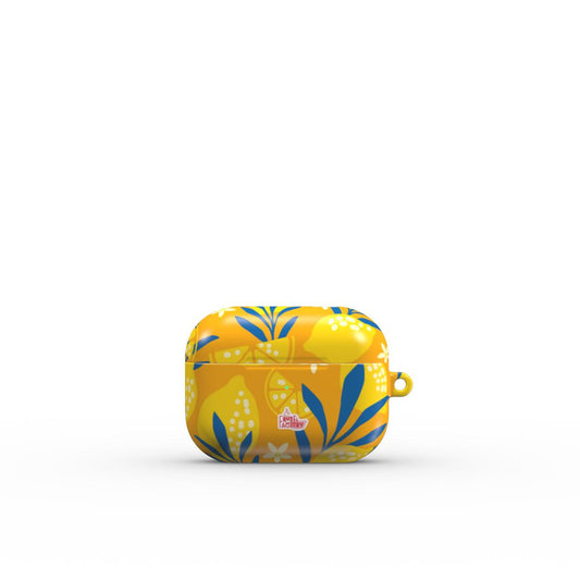 Coque AirPods motif citron jaune, vue fermée