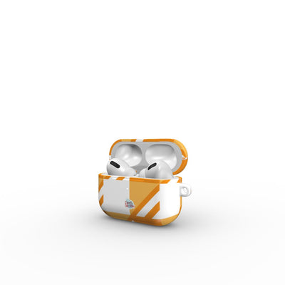 Coque AirPods motif néo-carreau Vichy orange, vue ouverte