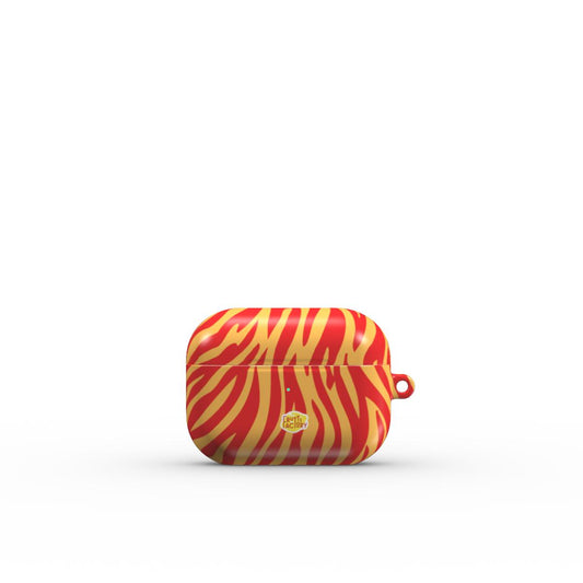 Coque AirPods motif zèbre orange, vue fermée