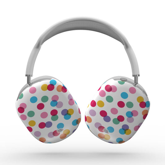 Coque AirPods Max motif confettis blanc, vue de face