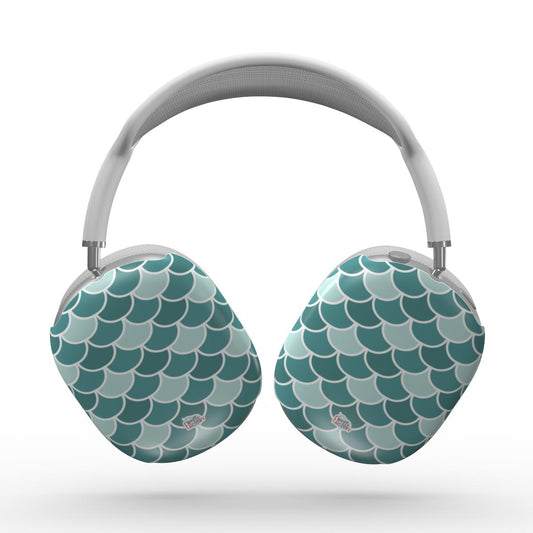 Coque AirPods Max motif écailles vert, vue de face