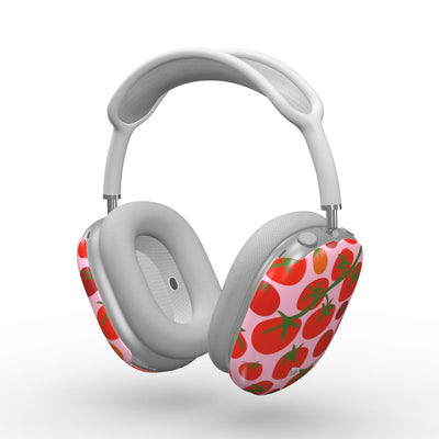Coque AirPods Max motif tomate rose, vue trois quarts