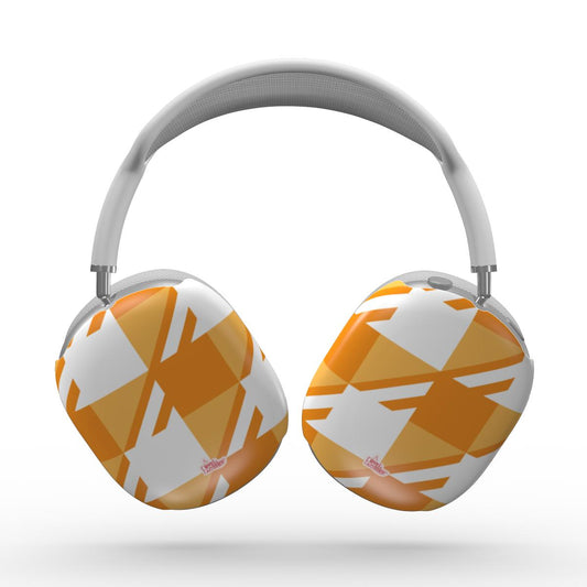 Coque AirPods Max motif néo-carreau Vichy orange, vue de face