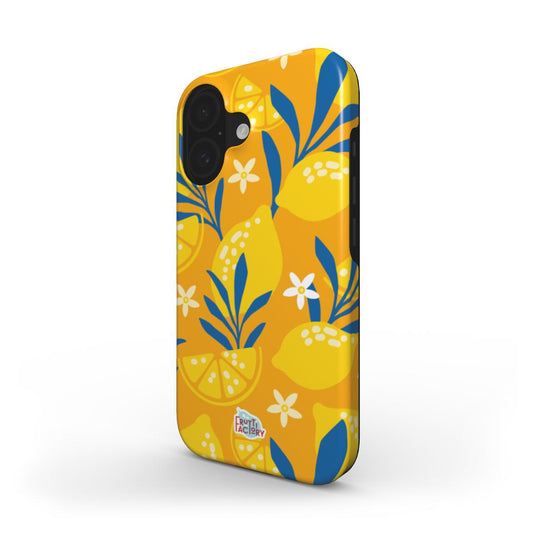 Coque antichoc iPhone citron jaune, vue trois quarts