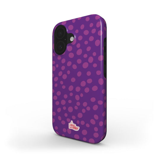 Coque antichoc iPhone dalmatien violet, vue trois quarts