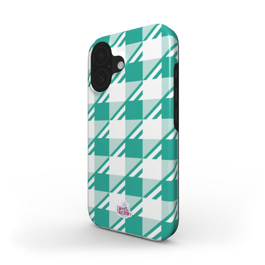 Coque antichoc iPhone Vichy menthe, vue trois quarts