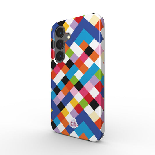 Coque antichoc magnétique Samsung Galaxy arlequin multicolore, vue trois quarts