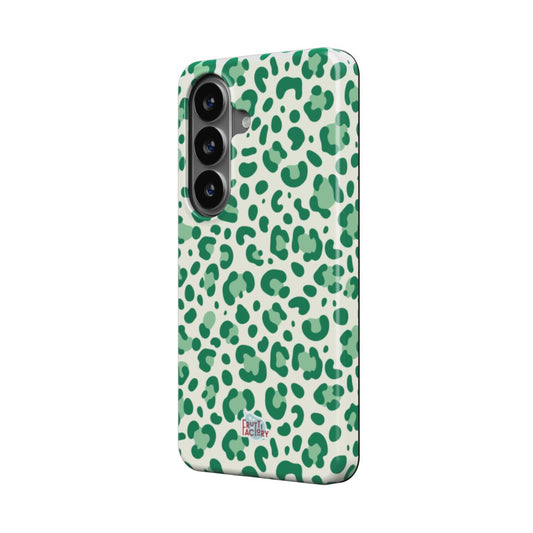 Coque antichoc magnétique Samsung Galaxy léopard vert, vue trois quarts