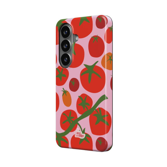 Coque antichoc magnétique Samsung Galaxy tomate rose, vue trois quarts