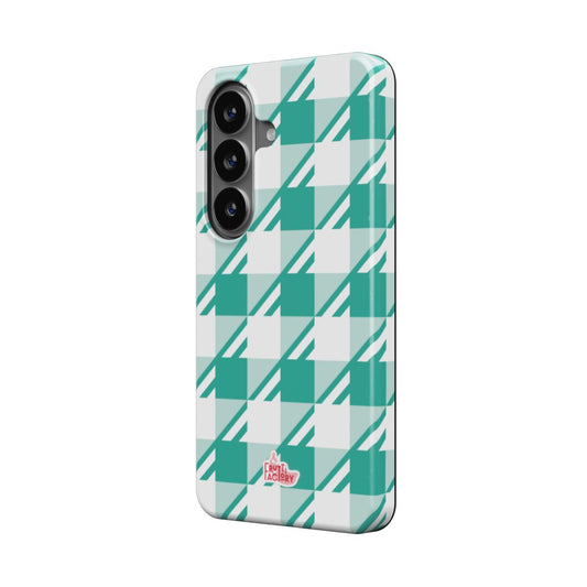 Coque antichoc magnétique Samsung Galaxy Vichy menthe, vue trois quarts