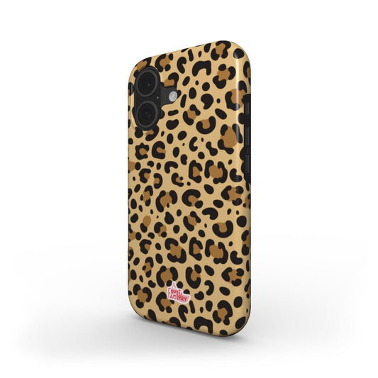 Coque antichoc MagSafe iPhone léopard brun, vue trois quarts