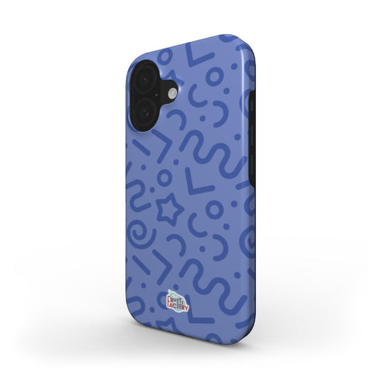 Coque antichoc MagSafe iPhone tortillon bleu, vue trois quarts