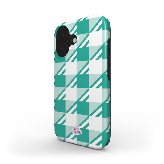 Coque antichoc MagSafe iPhone Vichy menthe, vue trois quarts