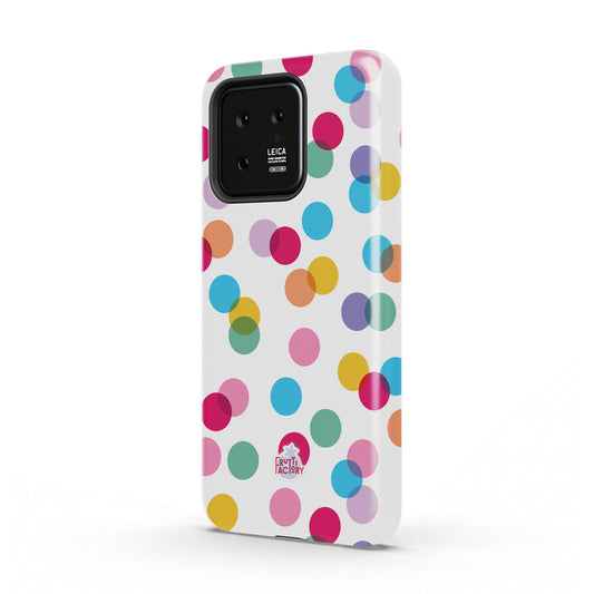Coque antichoc OnePlus confettis blanc, vue trois quarts