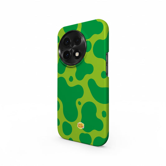 Coque antichoc OnePlus dinosaure vert, vue trois quarts