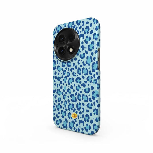 Coque antichoc OnePlus léopard bleu, vue trois quarts