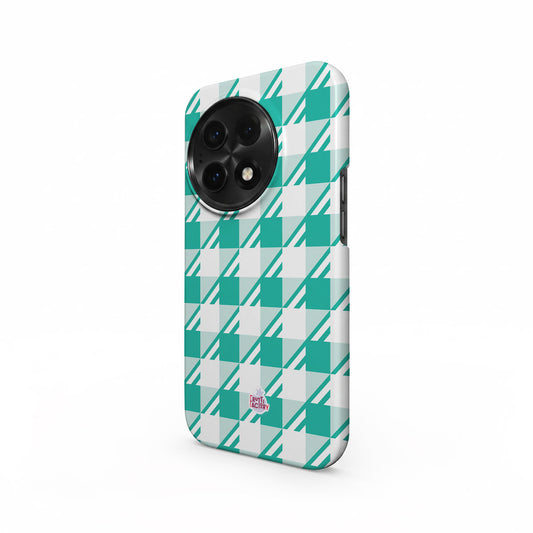 Coque antichoc OnePlus Vichy menthe, vue trois quarts