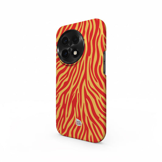 Coque antichoc OnePlus zèbre orange, vue trois quarts