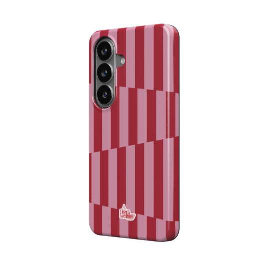Coque antichoc Samsung Galaxy géométrique rose, vue trois quarts