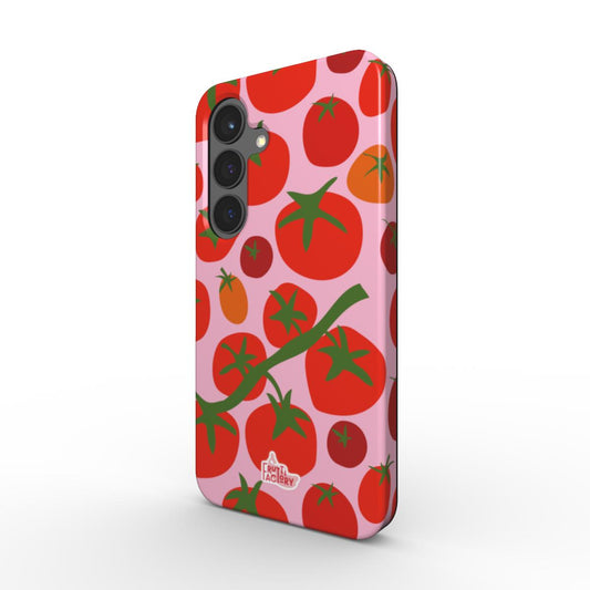 Coque antichoc Samsung Galaxy tomate rose, vue trois quarts