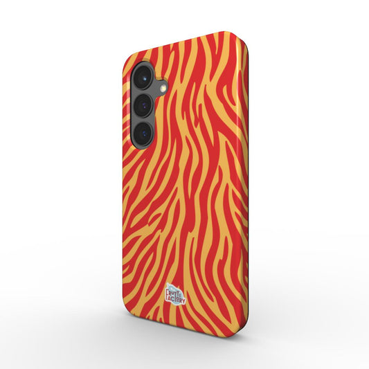 Coque antichoc Samsung Galaxy zèbre orange, vue trois quarts