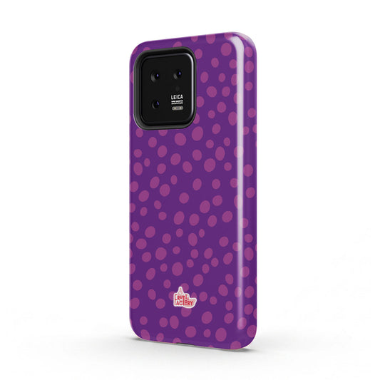 Coque antichoc Xiaomi dalmatien violet, vue trois quarts