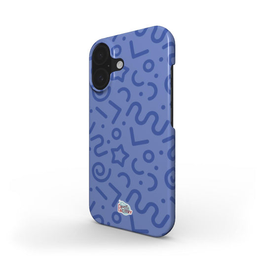 Coque fine et légère iPhone tortillon bleu, vue trois quarts