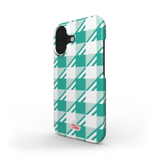 Coque fine et légère iPhone Vichy menthe, vue trois quarts