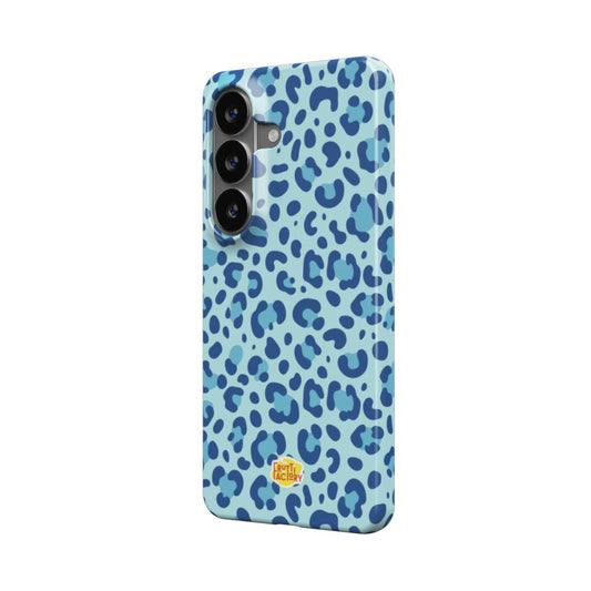 Coque fine et légère Samsung Galaxy léopard bleu, vue trois quarts