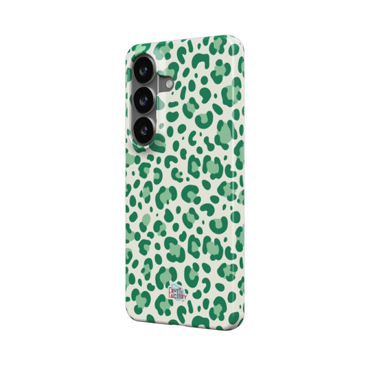 Coque fine et légère Samsung Galaxy léopard vert, vue trois quarts
