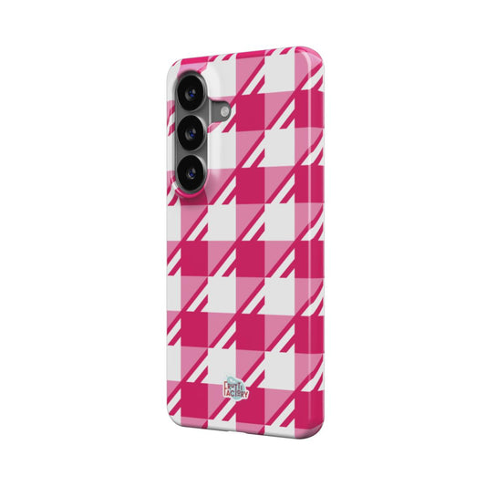 Coque fine et légère Samsung Galaxy Vichy rose, vue trois quarts