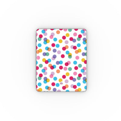 Coque iPad motif confettis blanc, vue de face