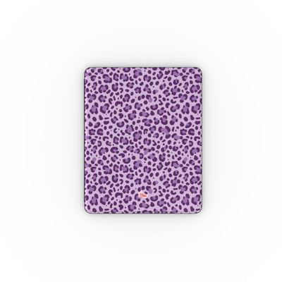 Coque iPad motif léopard mauve, vue de face