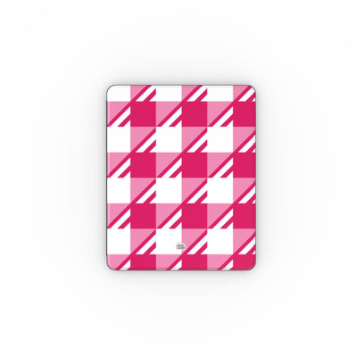 Coque iPad motif néo-carreau Vichy rose, vue de face