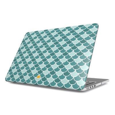 Coque MacBook motif écailles verte, vue de face