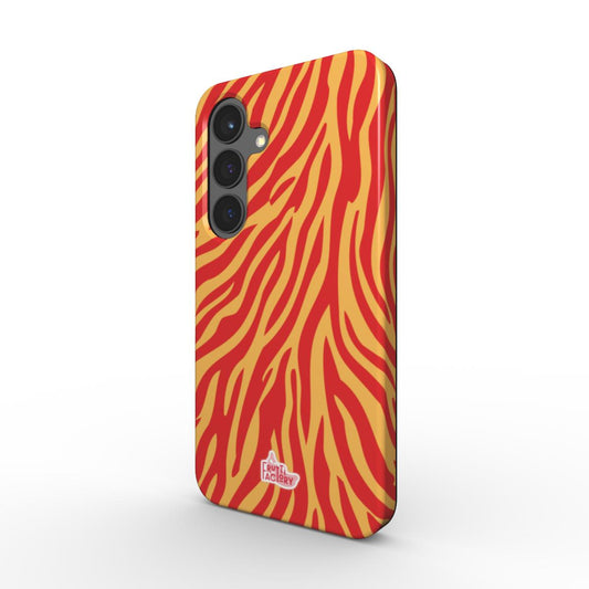 Coque magnétique Samsung Galaxy zèbre orange, vue trois quarts