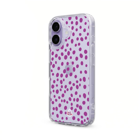 Coque transparente iPhone dalmatien violet, vue trois quarts