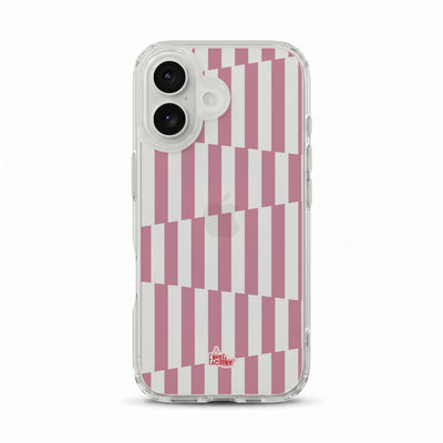 Coque transparente iPhone géométrique rose, vue de face