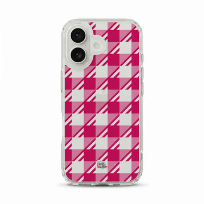 Coque transparente iPhone Vichy rose, vue de face