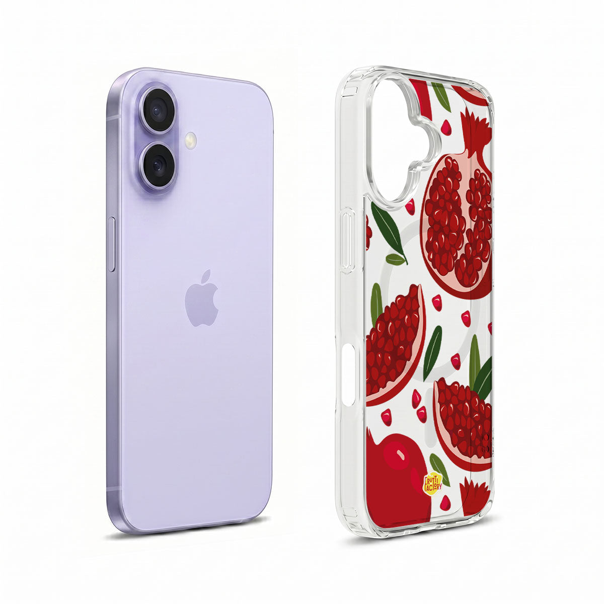 Coque transparente MagSafe iPhone grenade rouge, vue éclatée