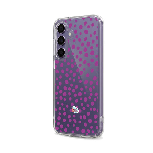 Coque transparente Samsung Galaxy dalmatien violet, vue trois quarts