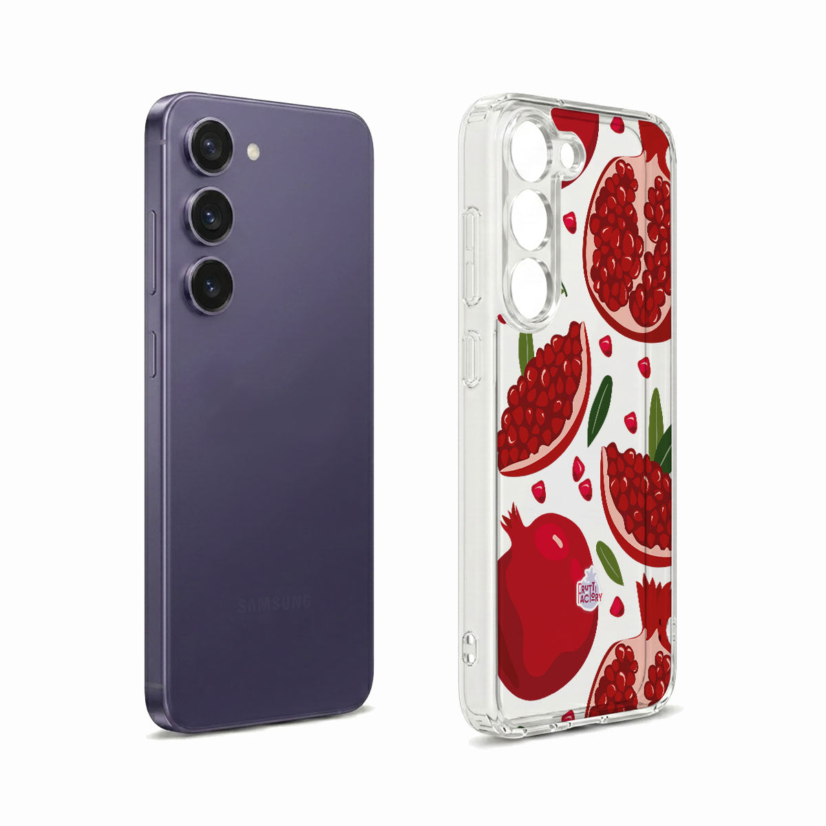 Coque transparente Samsung Galaxy grenade rouge, vue éclatée