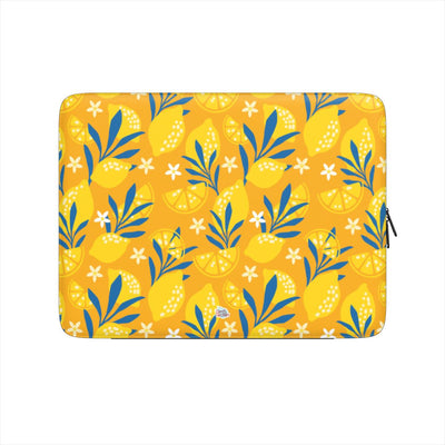 Housse ordinateur portable motif citron jaune, vue de face