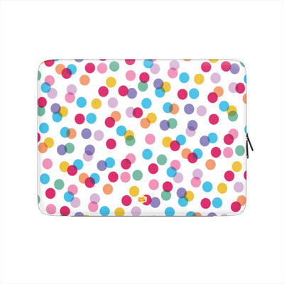 Housse ordinateur portable motif confettis blanc, vue de face