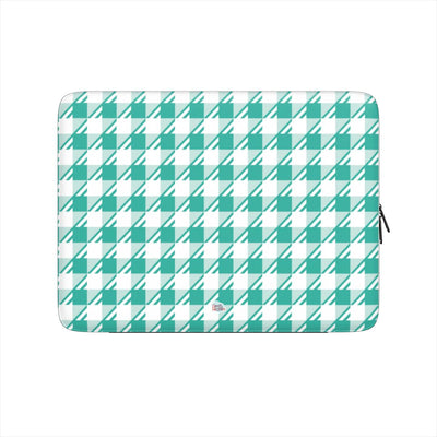 Housse ordinateur portable motif néo-carreau Vichy menthe, vue de face