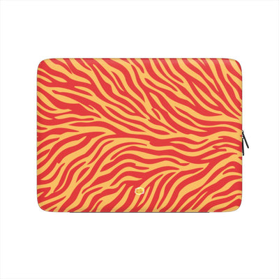 Housse ordinateur portable motif zèbre orange, vue de face