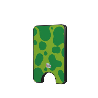 Porte-cartes magnétique dinosaure vert, vue de face