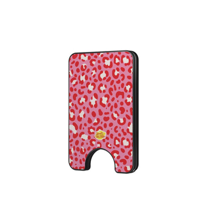 Porte-cartes magnétique léopard rose, vue de face
