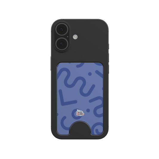 Porte-cartes magnétique tortillon bleue, fixé au dos d'un téléphone
