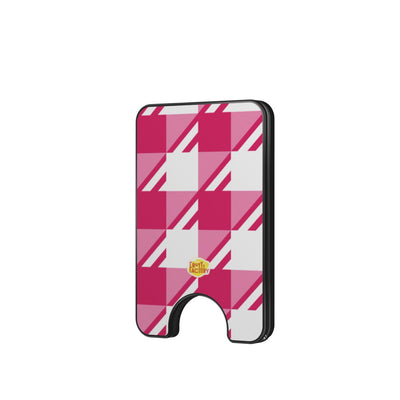 Porte-cartes magnétique Vichy rose, vue de face